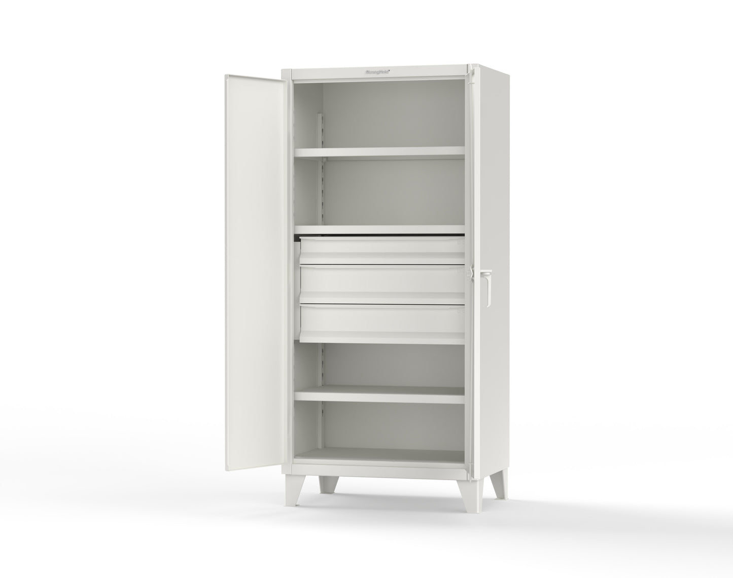 Extreme Duty 12 GA Cabinet with 3 Drawers, 3 Shelves - 36 In. W x 24 In. D x 78 In. H - 36-243-3DB-9003