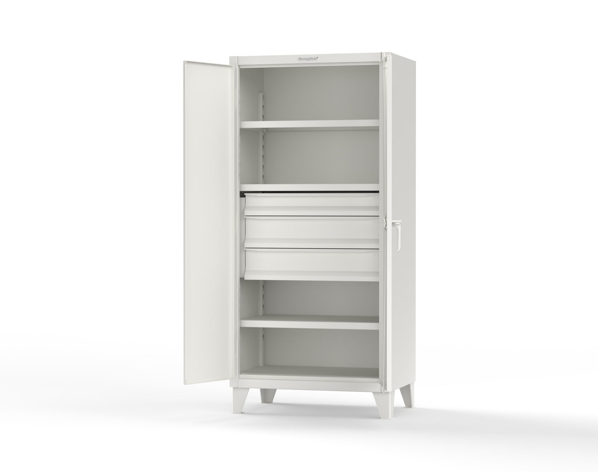 Extreme Duty 12 GA Cabinet with 3 Drawers, 3 Shelves - 36 In. W x 24 In. D x 78 In. H - 36-243-3DB-9003