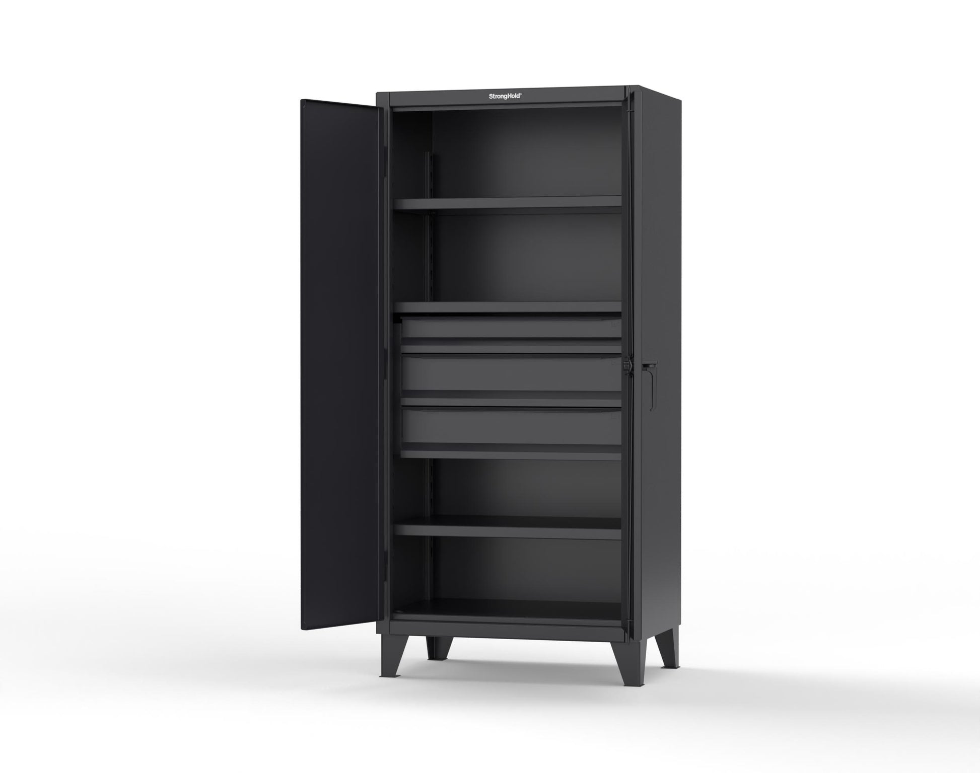 Extreme Duty 12 GA Cabinet with 3 Drawers, 3 Shelves - 36 In. W x 24 In. D x 78 In. H - 36-243-3DB-9005