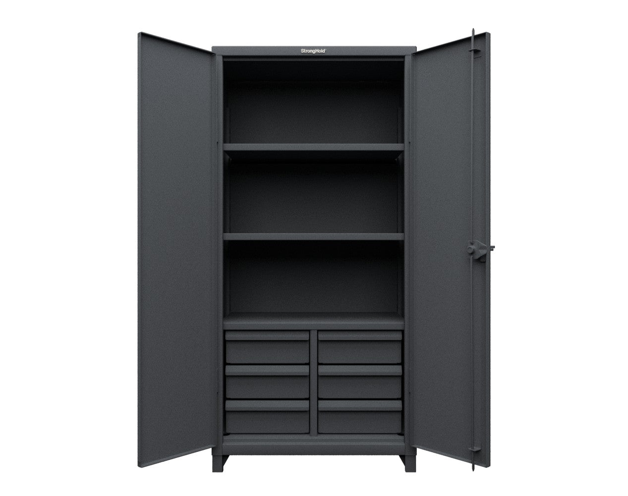 Extra Heavy Duty 14 GA Cabinet with 6 Half-Width Drawers, 3 Shelves - 36 In. W x 24 In. D x 75 In. H