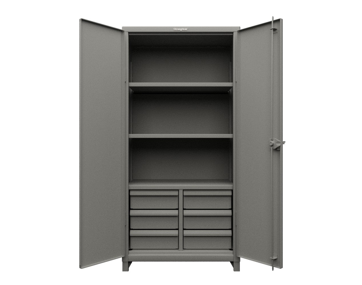 Extra Heavy Duty 14 GA Cabinet with 6 Half-Width Drawers, 3 Shelves - 36 In. W x 24 In. D x 75 In. H