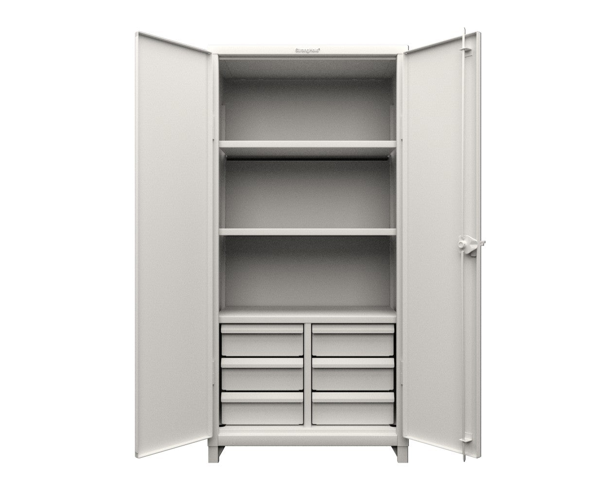 Extra Heavy Duty 14 GA Cabinet with 6 Half-Width Drawers, 3 Shelves - 36 In. W x 24 In. D x 75 In. H