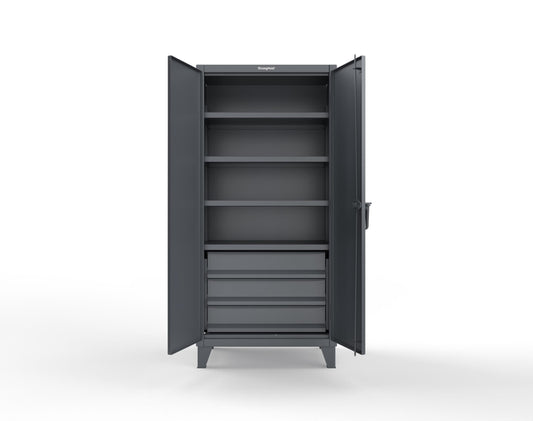 Extreme Duty 12 GA Cabinet with 3 Drawers, 4 Shelves - 36 In. W x 24 In. D x 78 In. H - 36-244-3DB-7024