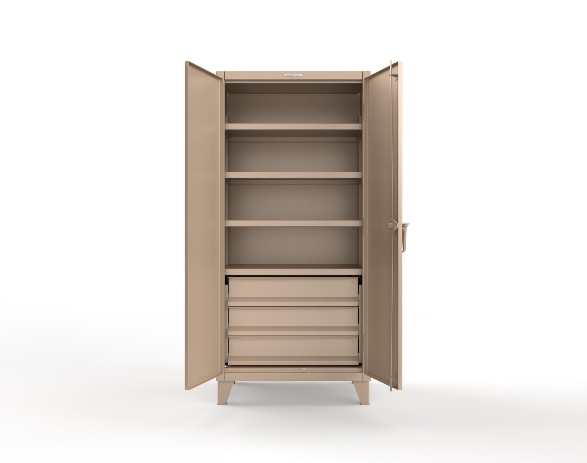 Extreme Duty 12 GA Cabinet with 3 Drawers, 4 Shelves - 36 In. W x 24 In. D x 78 In. H - 36-244-3DB-1019
