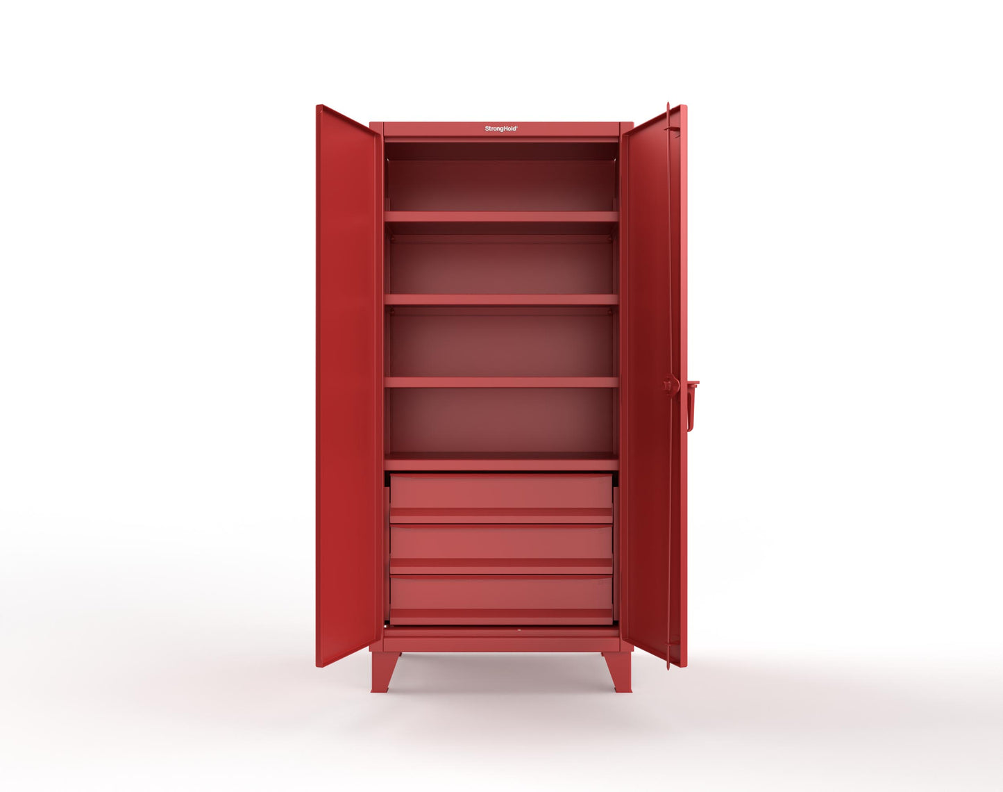 Extreme Duty 12 GA Cabinet with 3 Drawers, 4 Shelves - 36 In. W x 24 In. D x 78 In. H - 36-244-3DB-3001