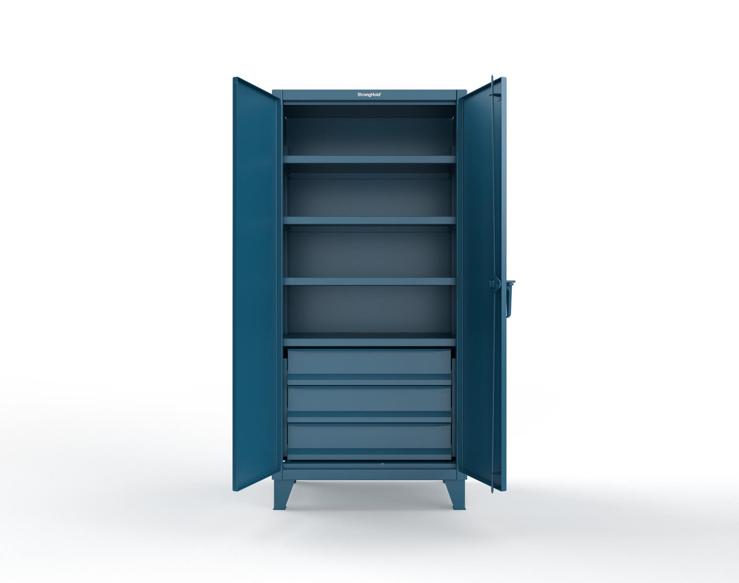 Extreme Duty 12 GA Cabinet with 3 Drawers, 4 Shelves - 36 In. W x 24 In. D x 78 In. H - 36-244-3DB-5001