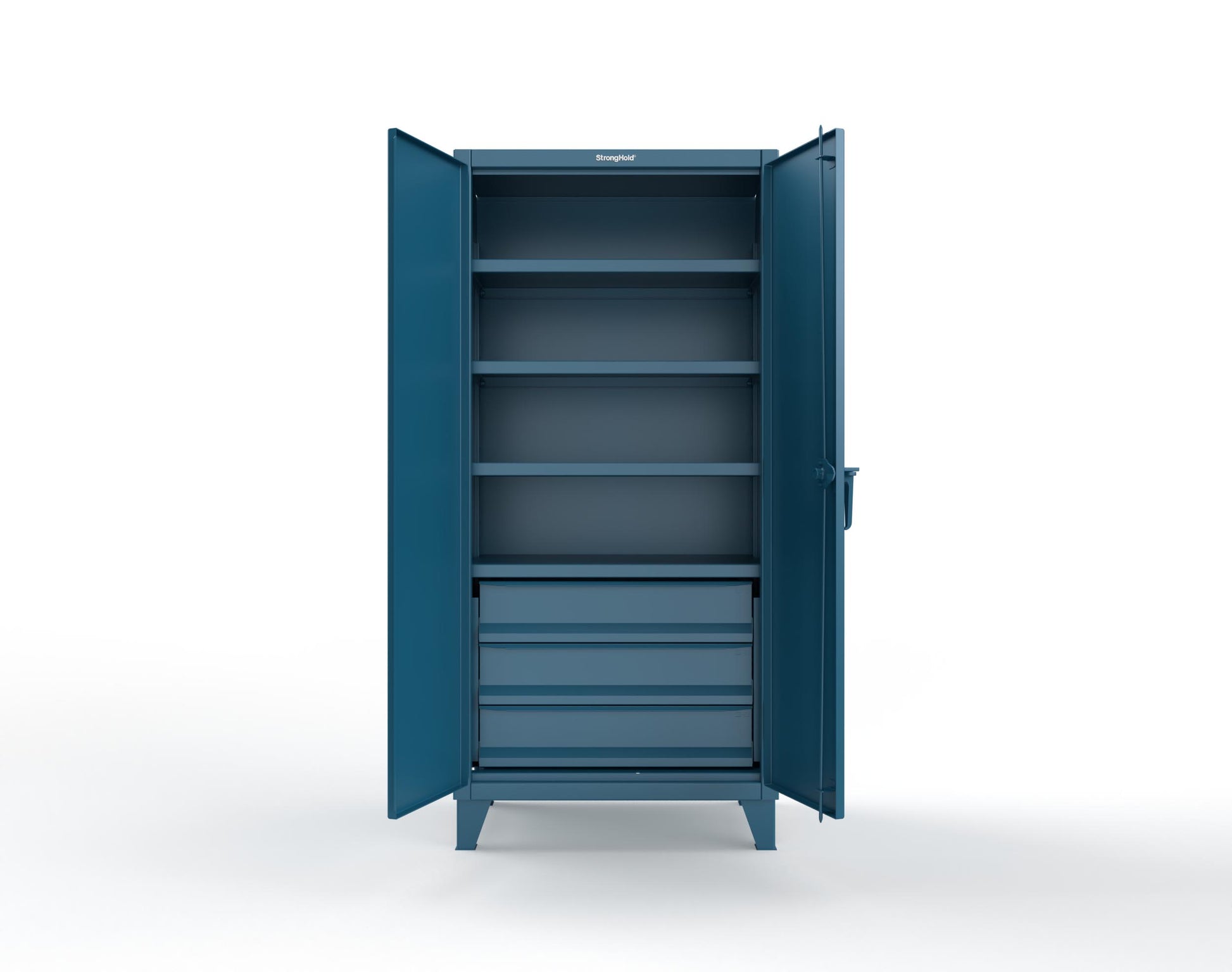 Extreme Duty 12 GA Cabinet with 3 Drawers, 4 Shelves - 36 In. W x 24 In. D x 78 In. H - 36-244-3DB-5001