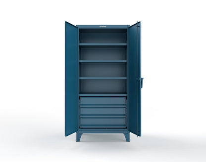 Extreme Duty 12 GA Cabinet with 3 Drawers, 4 Shelves - 36 In. W x 24 In. D x 78 In. H - 36-244-3DB-5001
