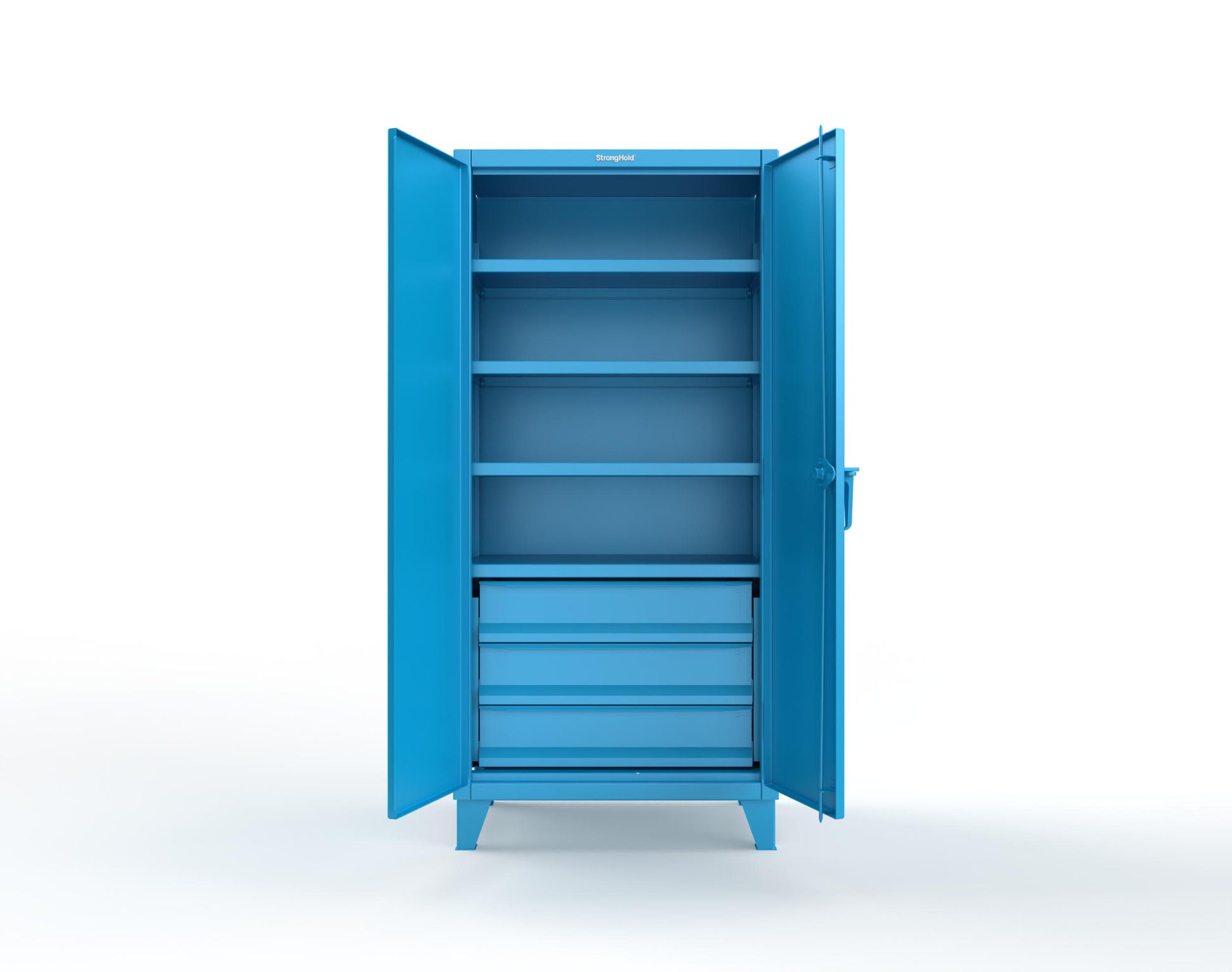 Extreme Duty 12 GA Cabinet with 3 Drawers, 4 Shelves - 36 In. W x 24 In. D x 78 In. H - 36-244-3DB-5012