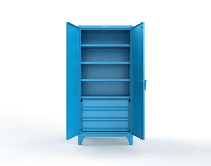Extreme Duty 12 GA Cabinet with 3 Drawers, 4 Shelves - 36 In. W x 24 In. D x 78 In. H - 36-244-3DB-5012