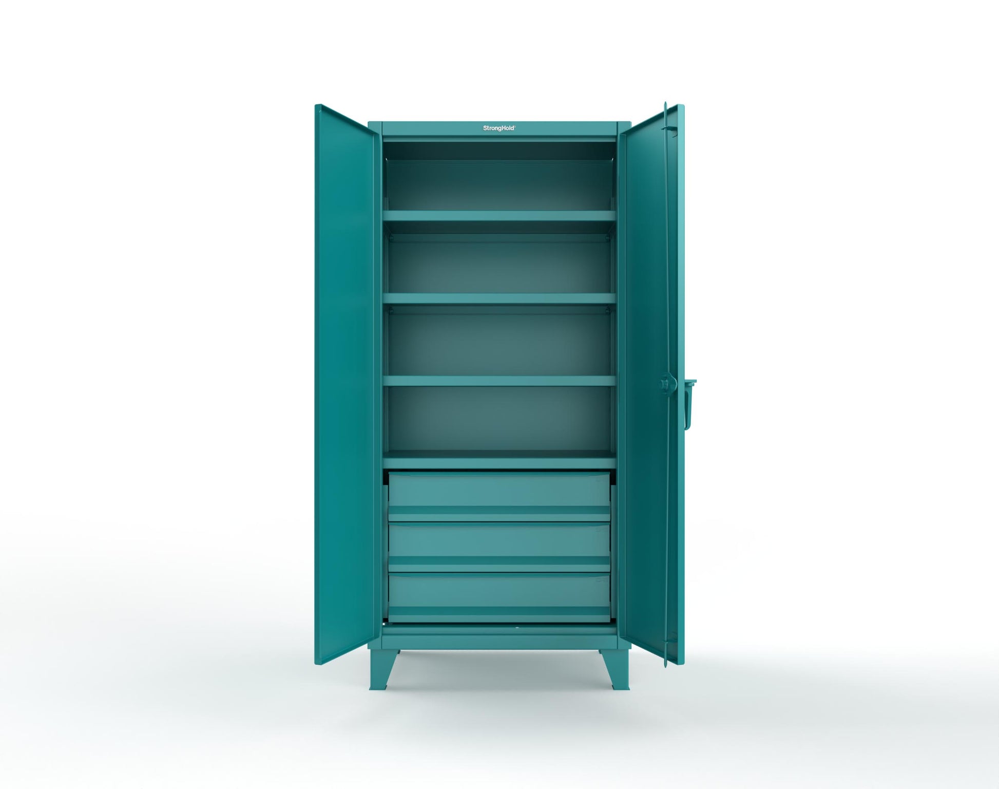 Extreme Duty 12 GA Cabinet with 3 Drawers, 4 Shelves - 36 In. W x 24 In. D x 78 In. H - 36-244-3DB-5021