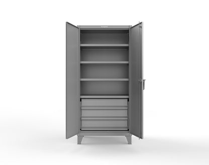 Extreme Duty 12 GA Cabinet with 3 Drawers, 4 Shelves - 36 In. W x 24 In. D x 78 In. H - 36-244-3DB-7037