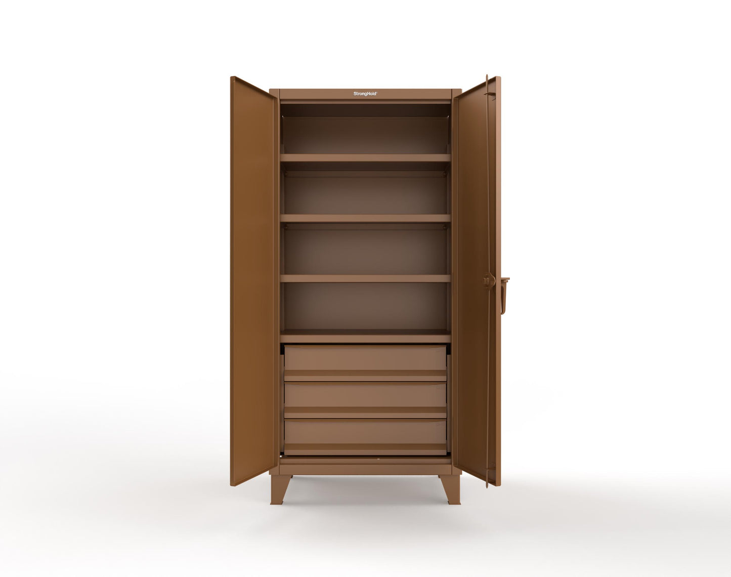 Extreme Duty 12 GA Cabinet with 3 Drawers, 4 Shelves - 36 In. W x 24 In. D x 78 In. H - 36-244-3DB-8008