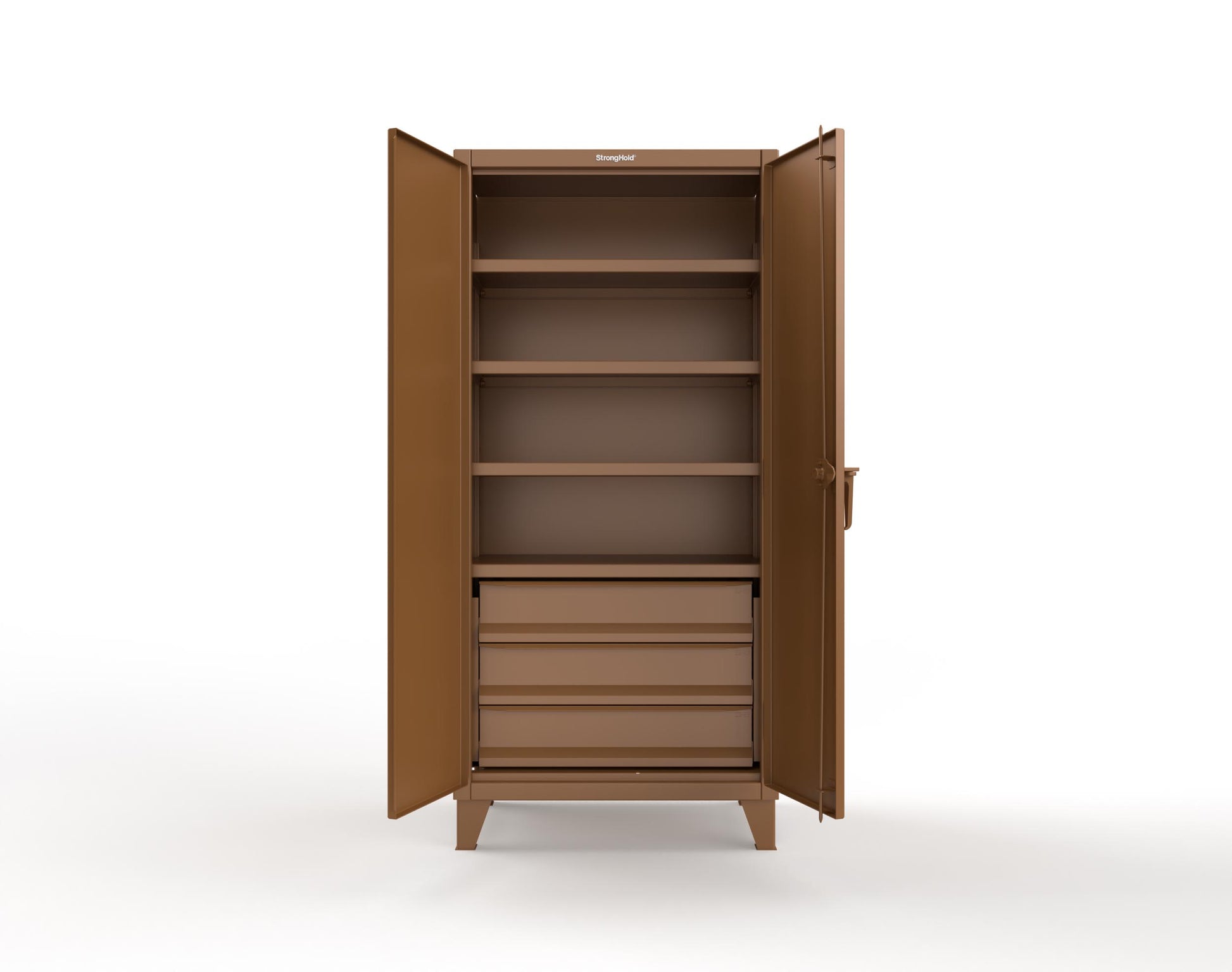 Extreme Duty 12 GA Cabinet with 3 Drawers, 4 Shelves - 36 In. W x 24 In. D x 78 In. H - 36-244-3DB-8008