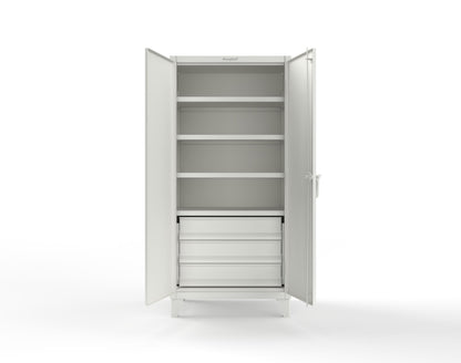 Extreme Duty 12 GA Cabinet with 3 Drawers, 4 Shelves - 36 In. W x 24 In. D x 78 In. H - 36-244-3DB-9003