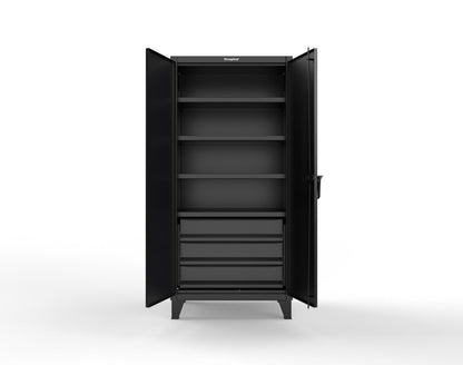 Extreme Duty 12 GA Cabinet with 3 Drawers, 4 Shelves - 36 In. W x 24 In. D x 78 In. H - 36-244-3DB-9005
