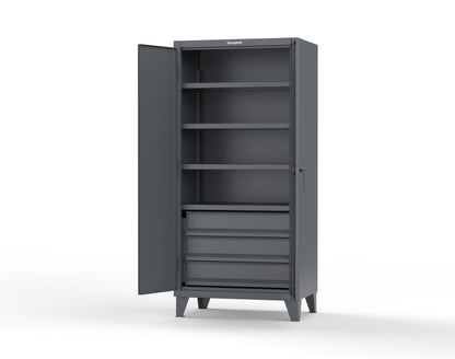 Extreme Duty 12 GA Cabinet with 3 Drawers, 4 Shelves - 36 In. W x 24 In. D x 78 In. H - 36-244-3DB-7024