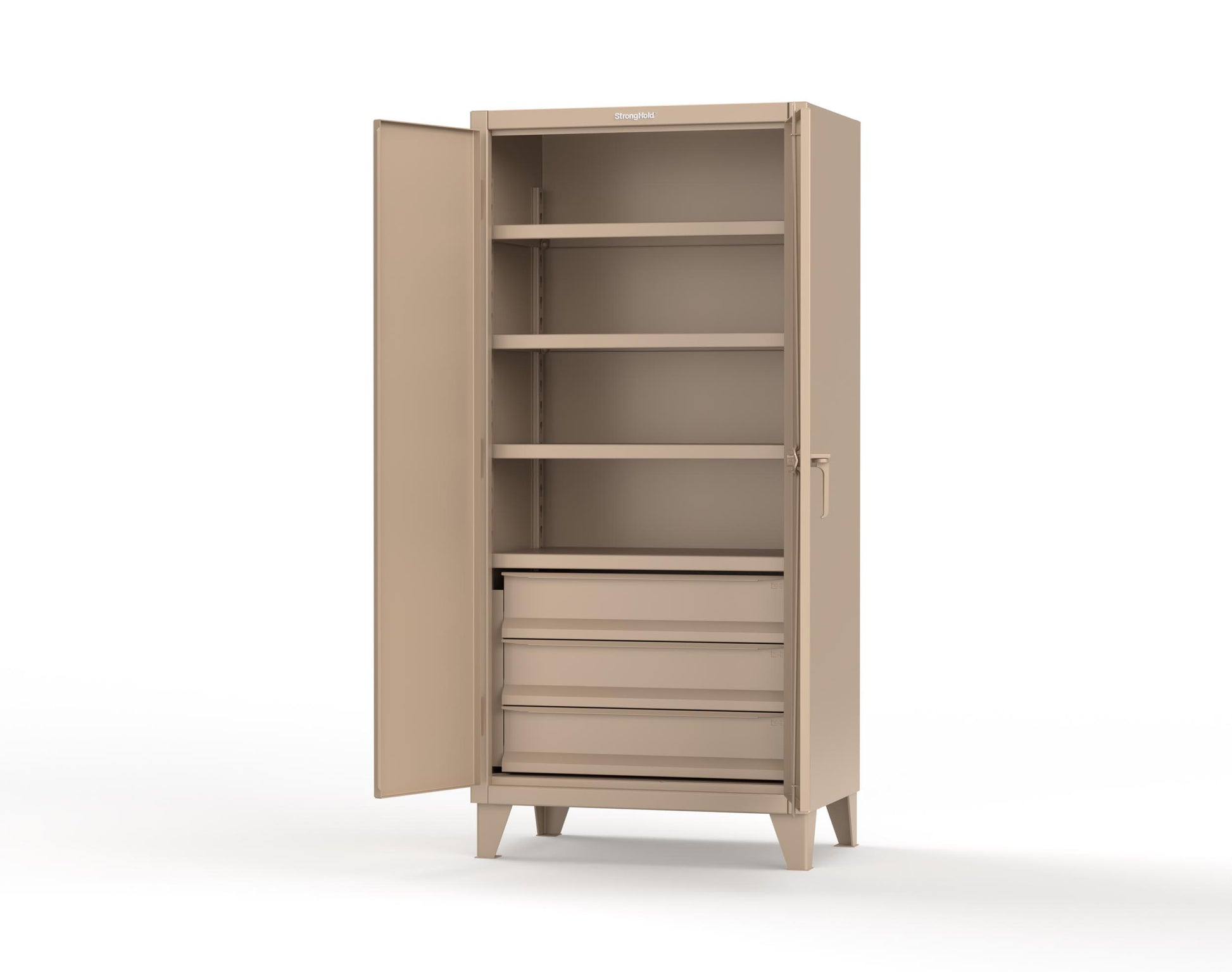 Extreme Duty 12 GA Cabinet with 3 Drawers, 4 Shelves - 36 In. W x 24 In. D x 78 In. H - 36-244-3DB-1019