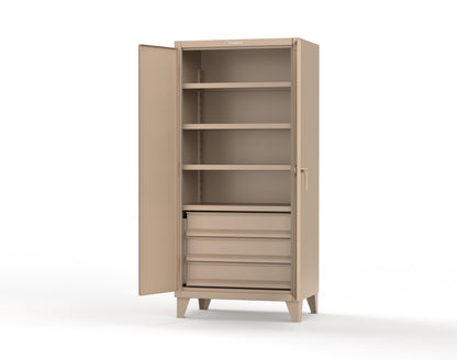 Extreme Duty 12 GA Cabinet with 3 Drawers, 4 Shelves - 36 In. W x 24 In. D x 78 In. H - 36-244-3DB-1019