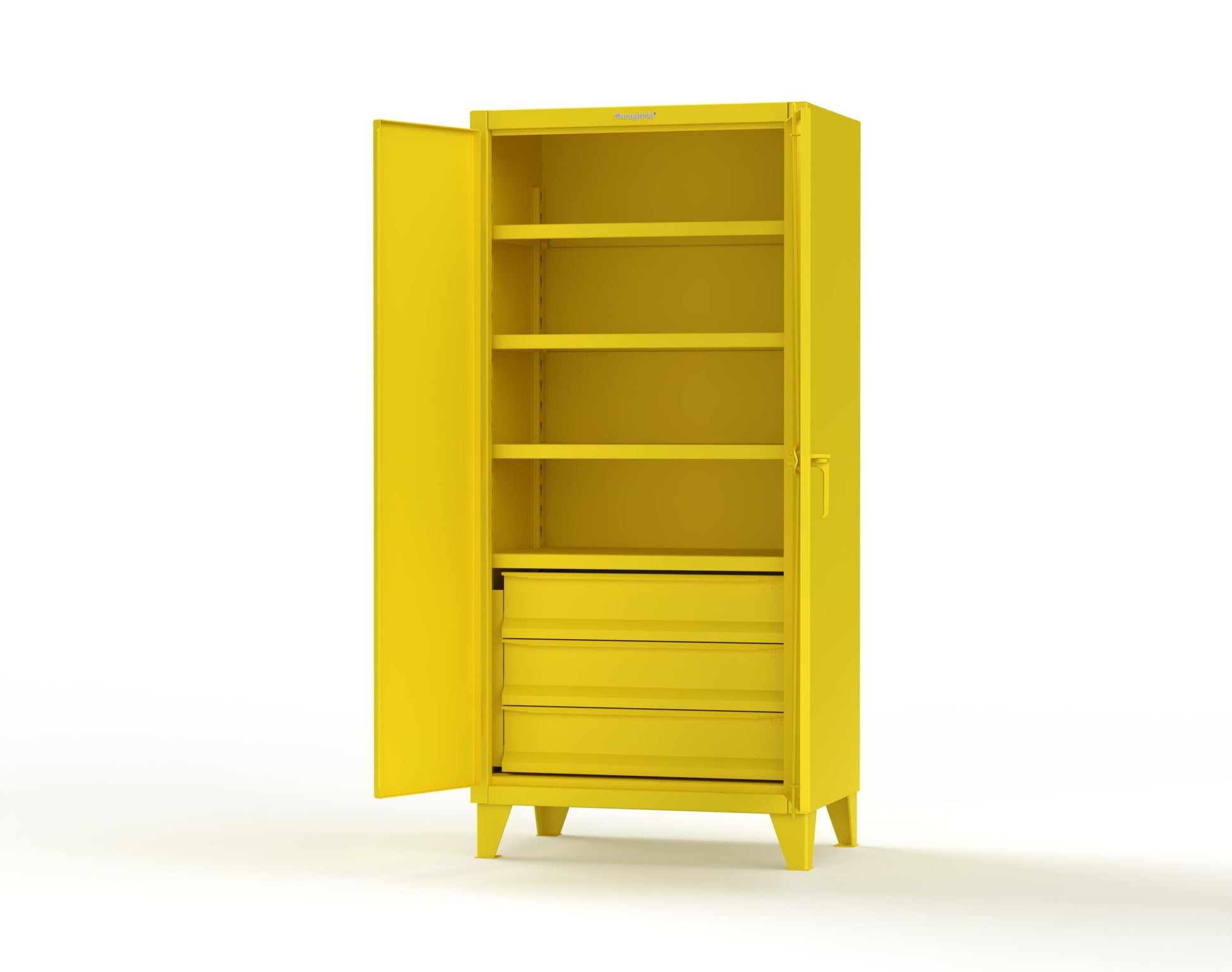Extreme Duty 12 GA Cabinet with 3 Drawers, 4 Shelves - 36 In. W x 24 In. D x 78 In. H - 36-244-3DB-1021