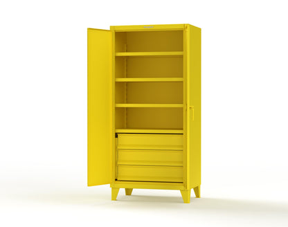 Extreme Duty 12 GA Cabinet with 3 Drawers, 4 Shelves - 36 In. W x 24 In. D x 78 In. H - 36-244-3DB-1021