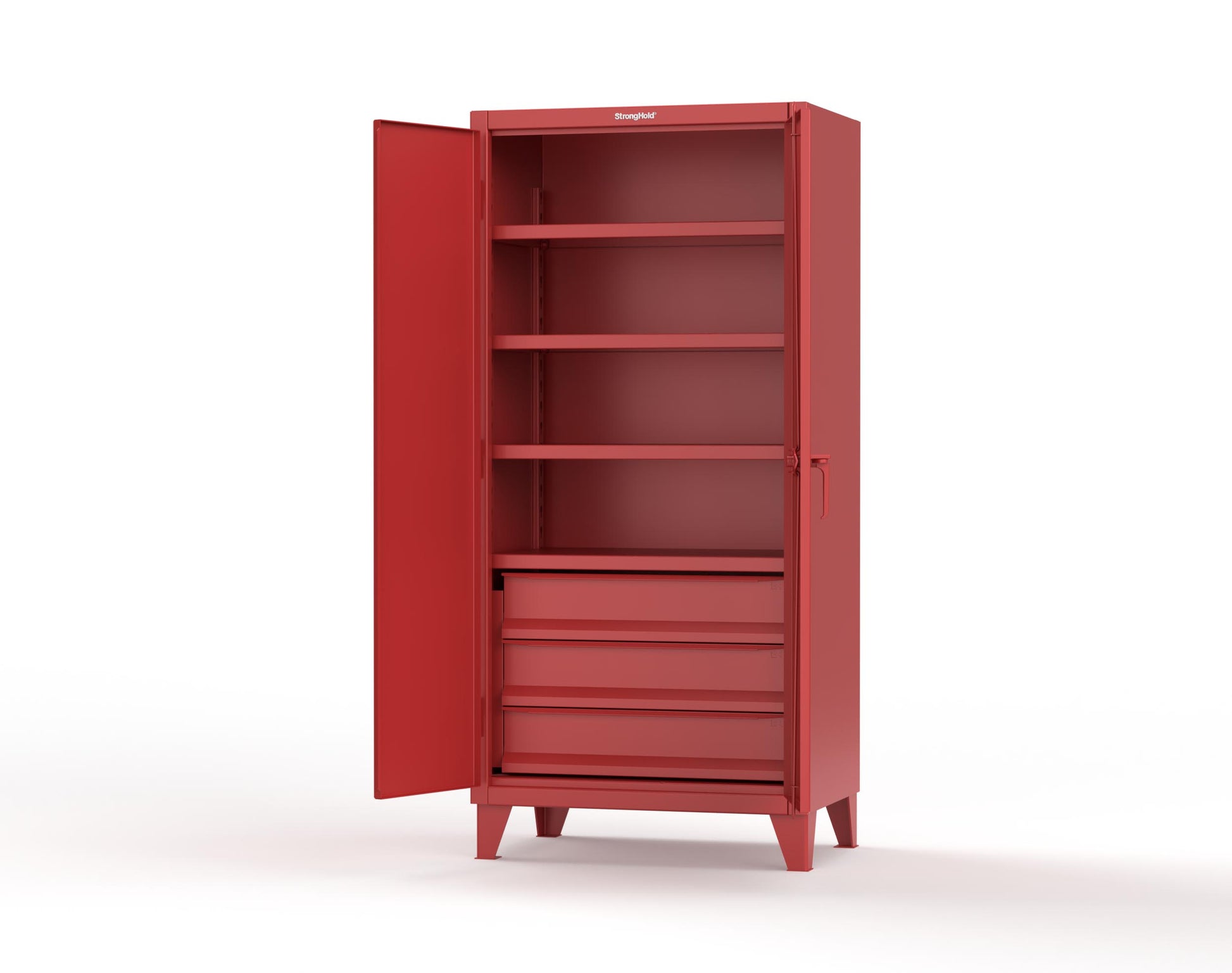 Extreme Duty 12 GA Cabinet with 3 Drawers, 4 Shelves - 36 In. W x 24 In. D x 78 In. H - 36-244-3DB-3001
