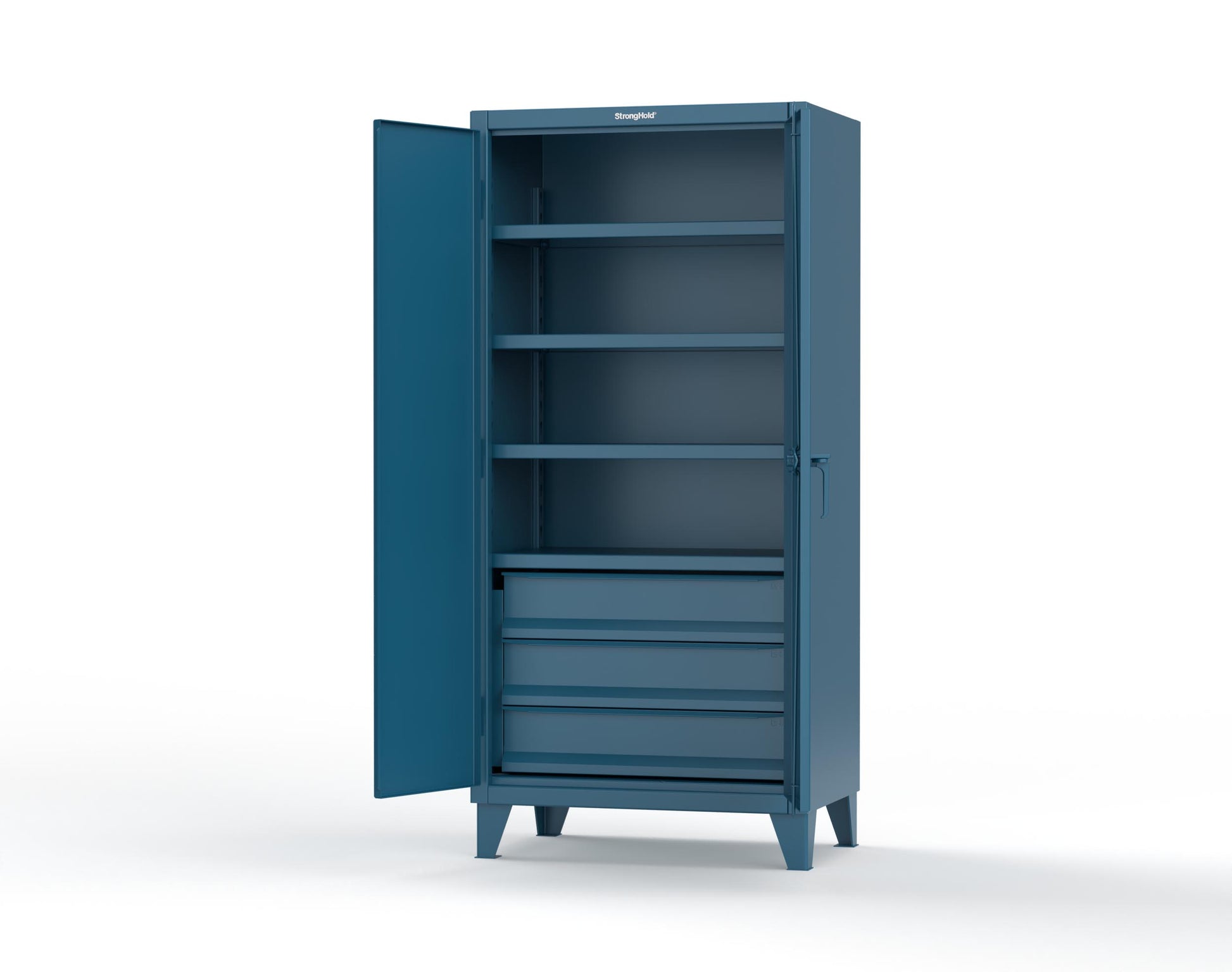 Extreme Duty 12 GA Cabinet with 3 Drawers, 4 Shelves - 36 In. W x 24 In. D x 78 In. H - 36-244-3DB-5001