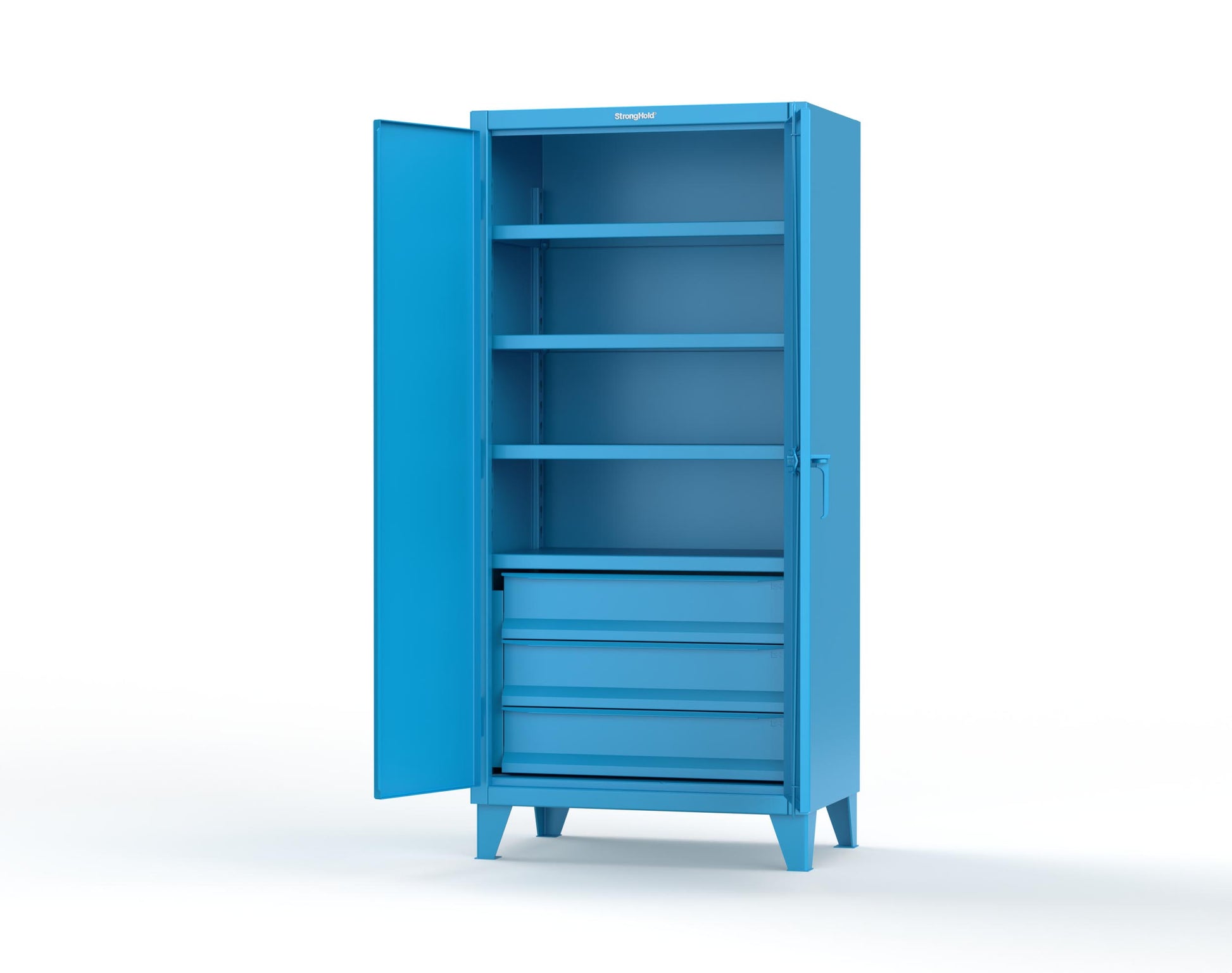 Extreme Duty 12 GA Cabinet with 3 Drawers, 4 Shelves - 36 In. W x 24 In. D x 78 In. H - 36-244-3DB-5012