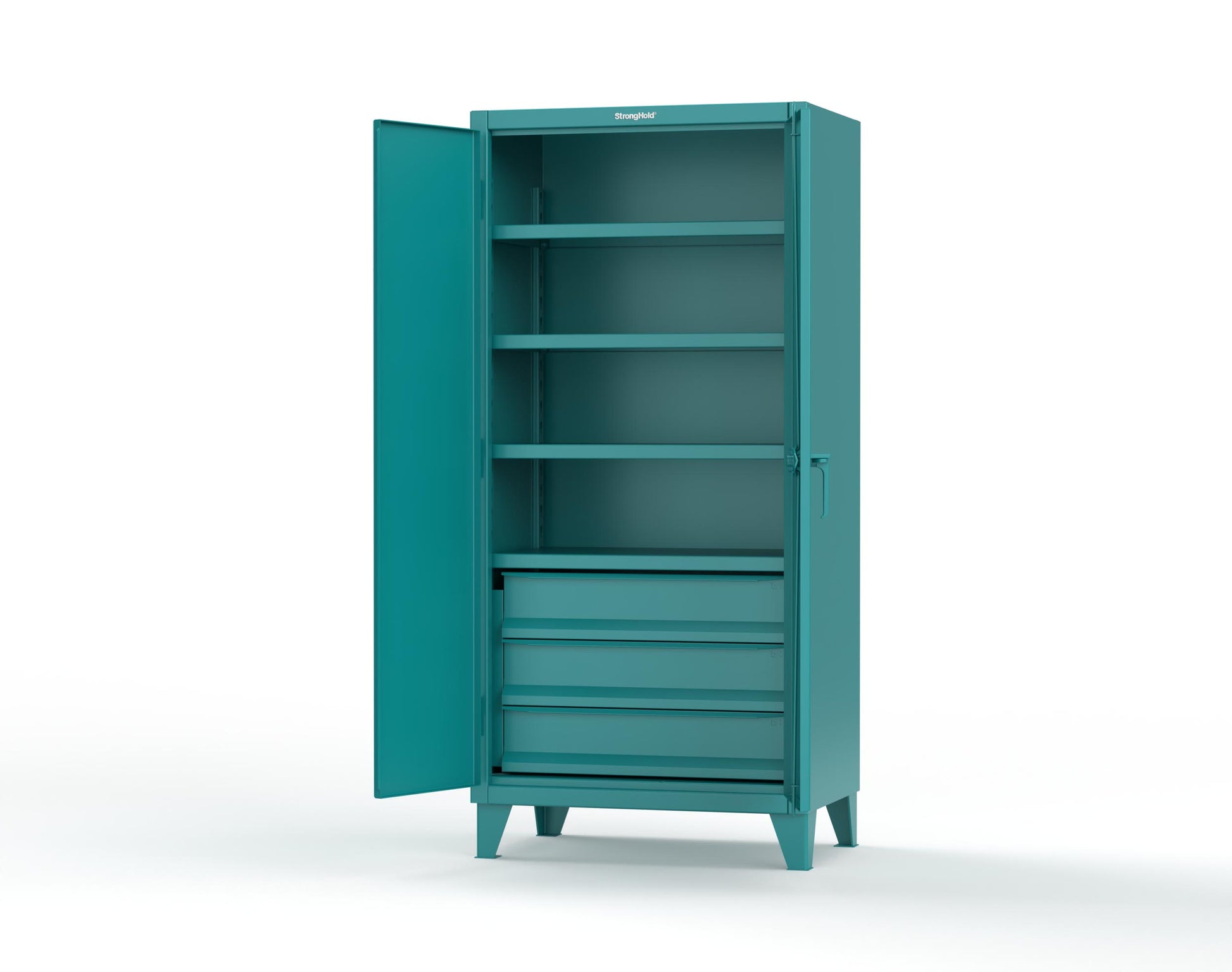 Extreme Duty 12 GA Cabinet with 3 Drawers, 4 Shelves - 36 In. W x 24 In. D x 78 In. H - 36-244-3DB-5021
