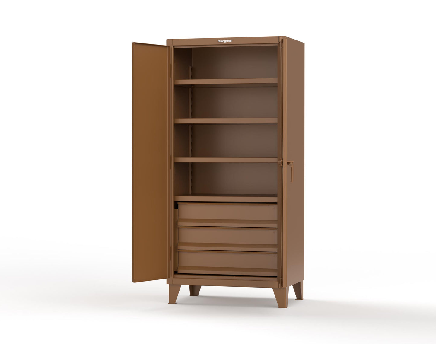 Extreme Duty 12 GA Cabinet with 3 Drawers, 4 Shelves - 36 In. W x 24 In. D x 78 In. H - 36-244-3DB-8008