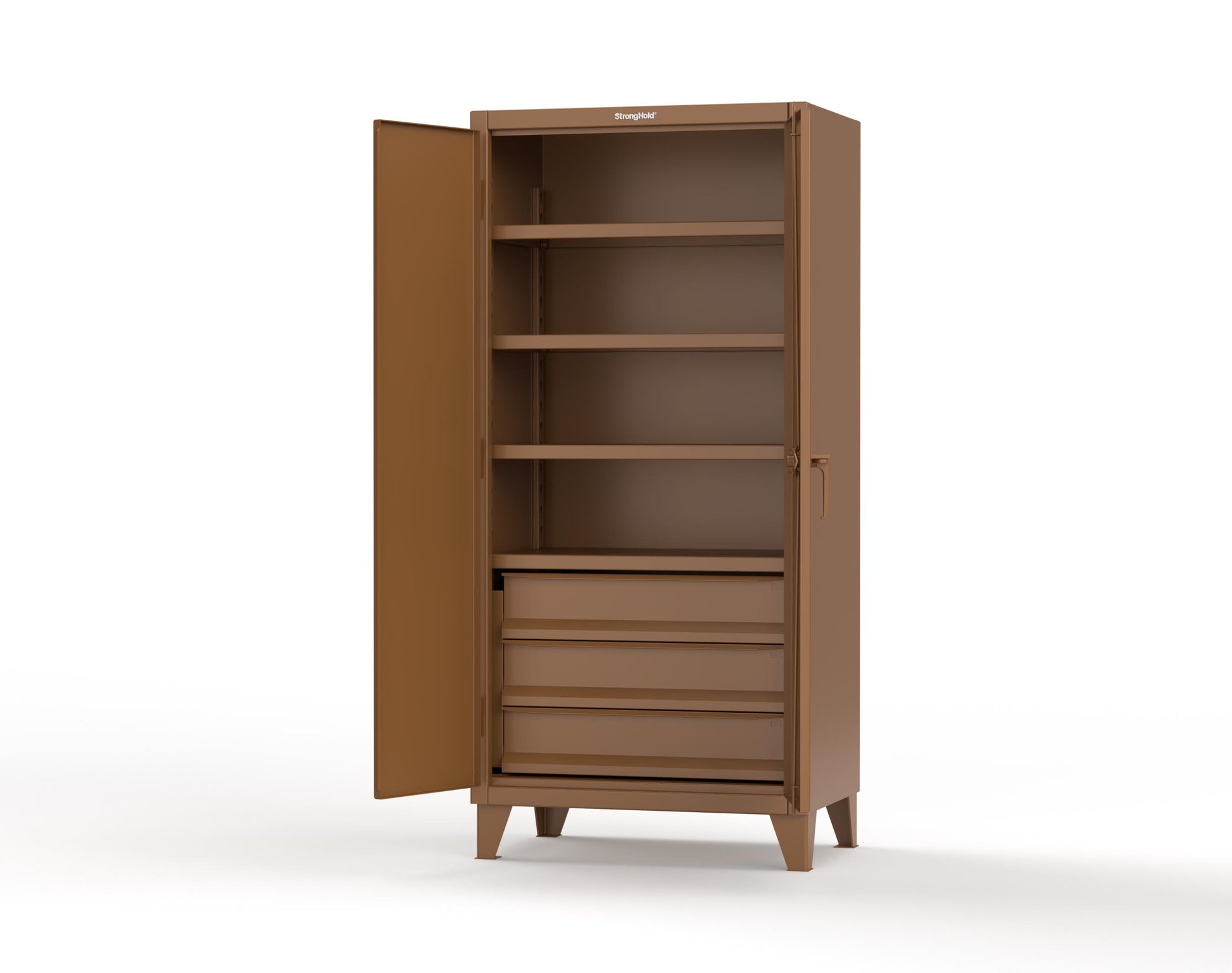 Extreme Duty 12 GA Cabinet with 3 Drawers, 4 Shelves - 36 In. W x 24 In. D x 78 In. H - 36-244-3DB-8008