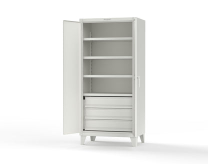 Extreme Duty 12 GA Cabinet with 3 Drawers, 4 Shelves - 36 In. W x 24 In. D x 78 In. H - 36-244-3DB-9003