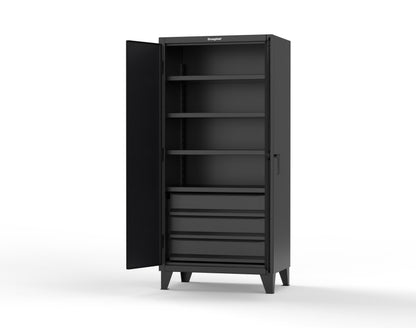 Extreme Duty 12 GA Cabinet with 3 Drawers, 4 Shelves - 36 In. W x 24 In. D x 78 In. H - 36-244-3DB-9005