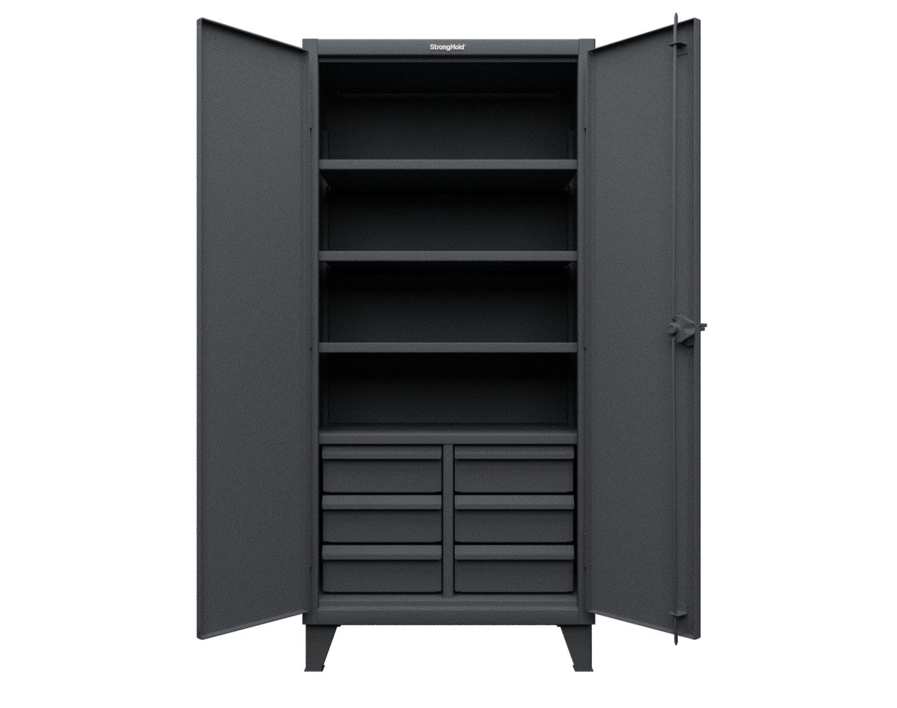 Extreme Duty 12 GA Cabinet with 6 Half-Width Drawers, 4 Shelves - 36 In. W x 24 In. D x 78 In. H