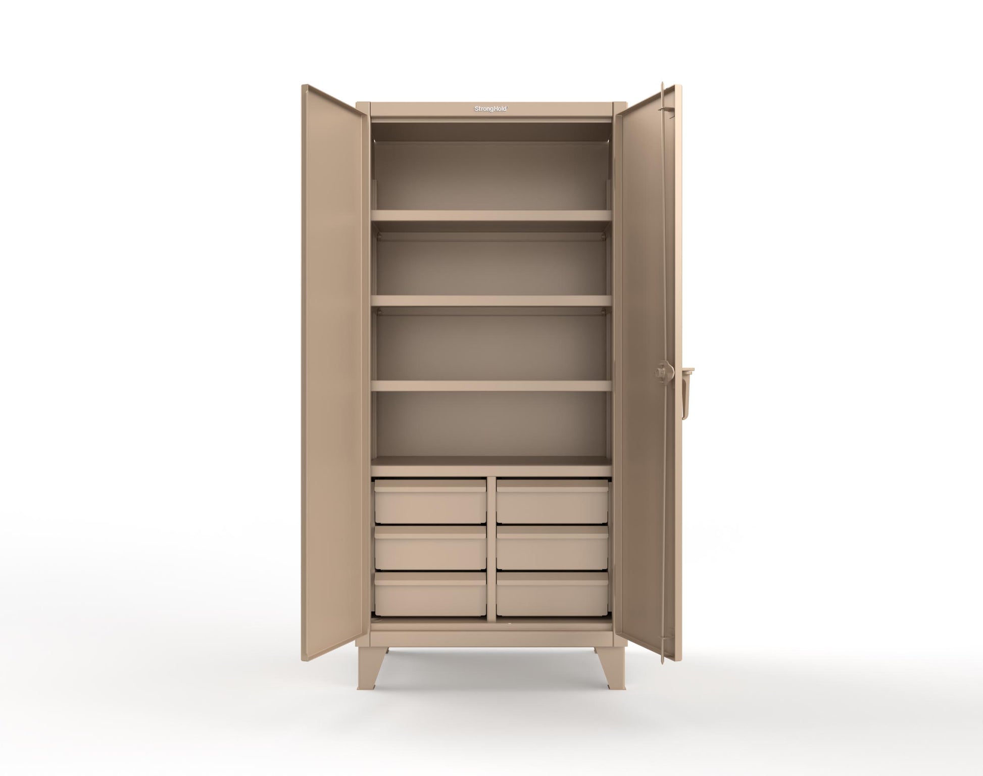 Extreme Duty 12 GA Cabinet with 6 Half-Width Drawers, 4 Shelves - 36 In. W x 24 In. D x 78 In. H - 36-244-6/5DB-1019