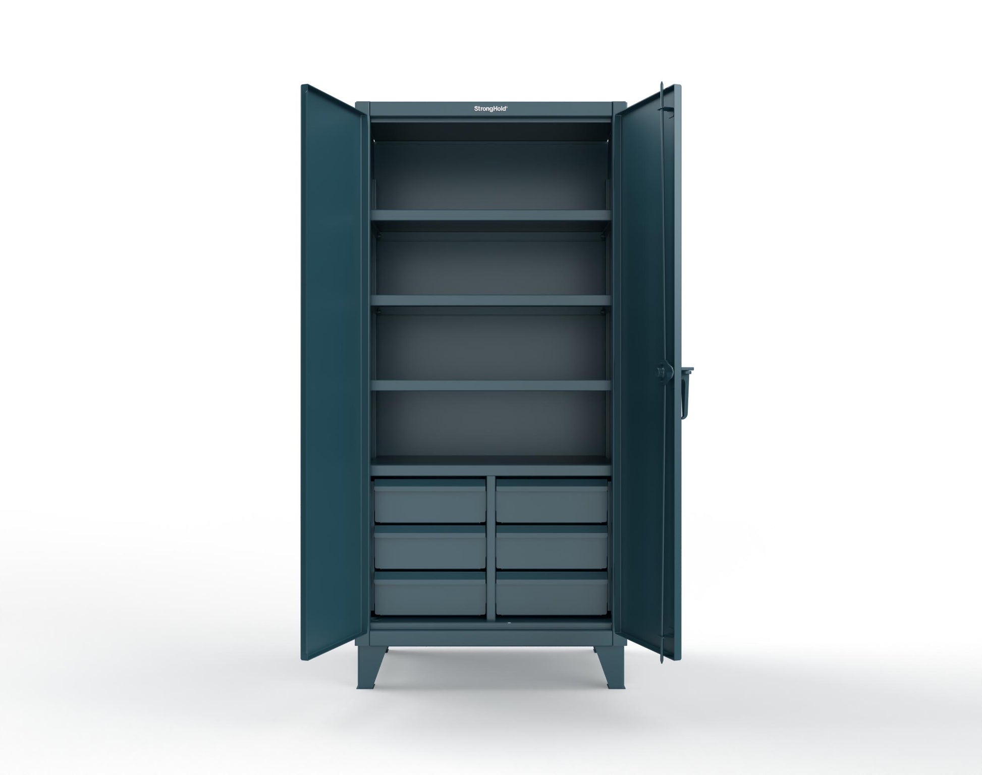 Extreme Duty 12 GA Cabinet with 6 Half-Width Drawers, 4 Shelves - 36 In. W x 24 In. D x 78 In. H - 36-244-6/5DB-5001