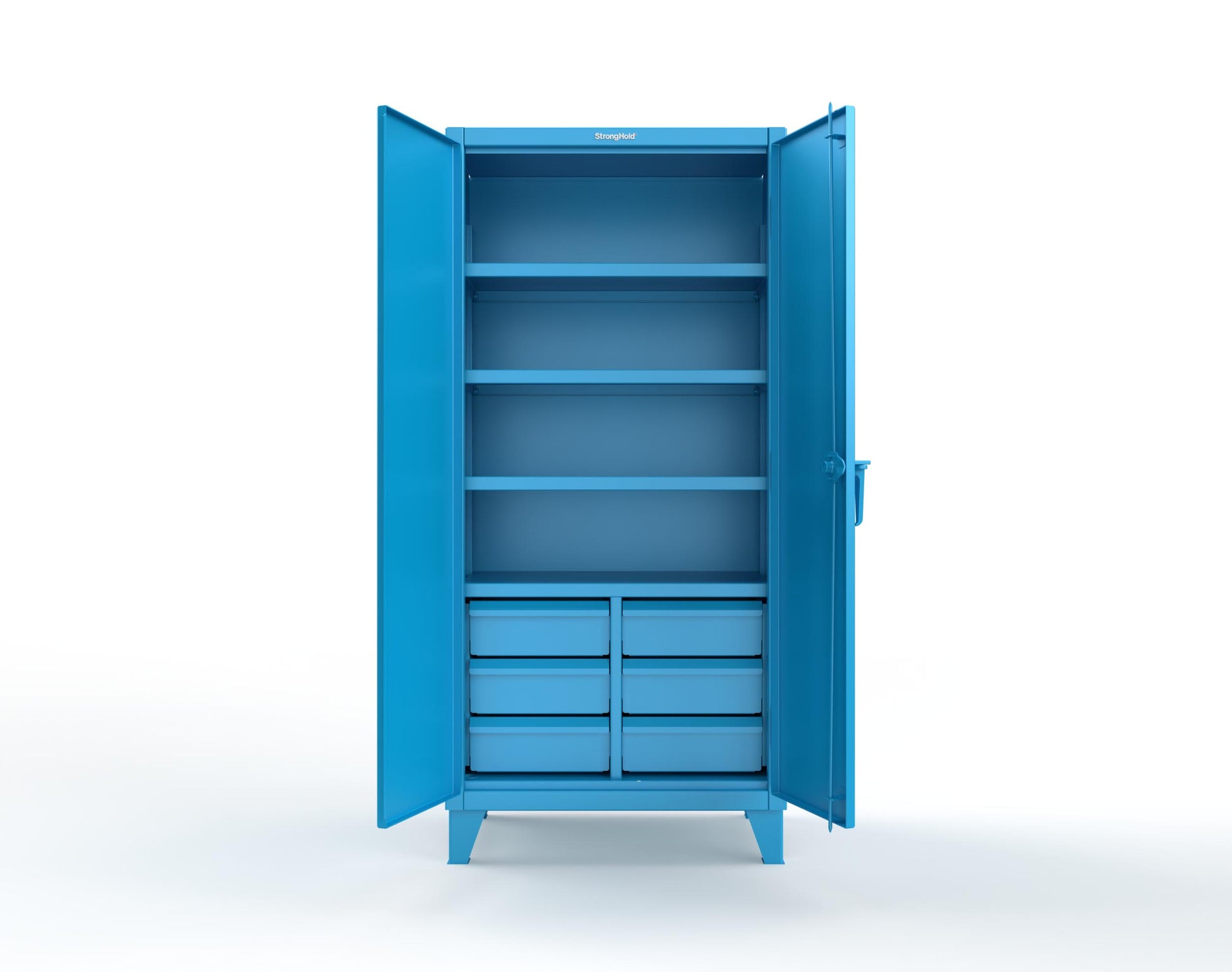 Extreme Duty 12 GA Cabinet with 6 Half-Width Drawers, 4 Shelves - 36 In. W x 24 In. D x 78 In. H - 36-244-6/5DB-5012