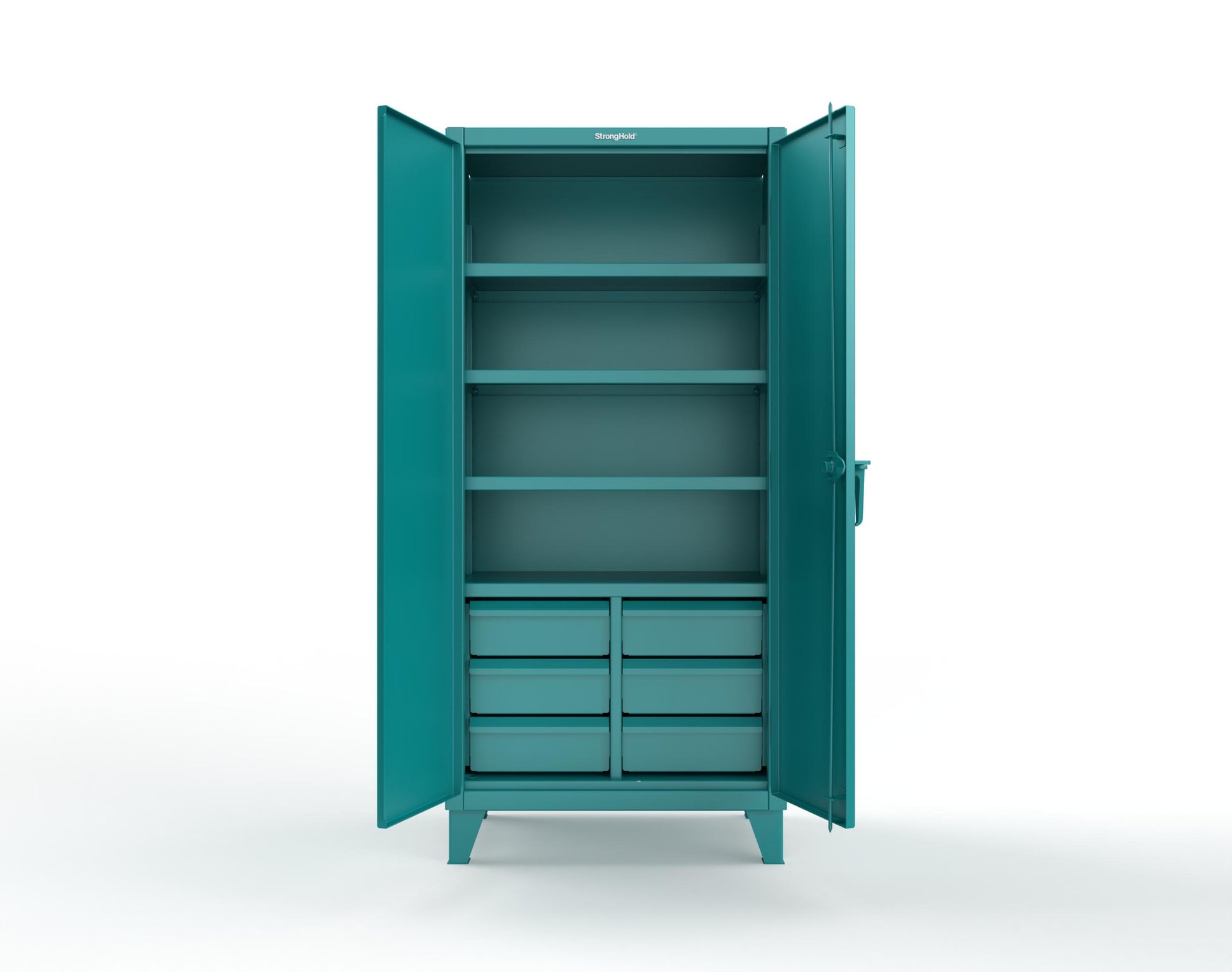 Extreme Duty 12 GA Cabinet with 6 Half-Width Drawers, 4 Shelves - 36 In. W x 24 In. D x 78 In. H - 36-244-6/5DB-5021