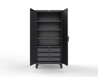 Extreme Duty 12 GA Cabinet with 6 Half-Width Drawers, 4 Shelves - 36 In. W x 24 In. D x 78 In. H - 36-244-6/5DB-9005