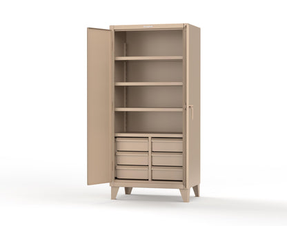 Extreme Duty 12 GA Cabinet with 6 Half-Width Drawers, 4 Shelves - 36 In. W x 24 In. D x 78 In. H - 36-244-6/5DB-1019