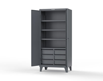 Extreme Duty 12 GA Cabinet with 6 Half-Width Drawers, 4 Shelves - 36 In. W x 24 In. D x 78 In. H - 36-244-6/5DB-7024