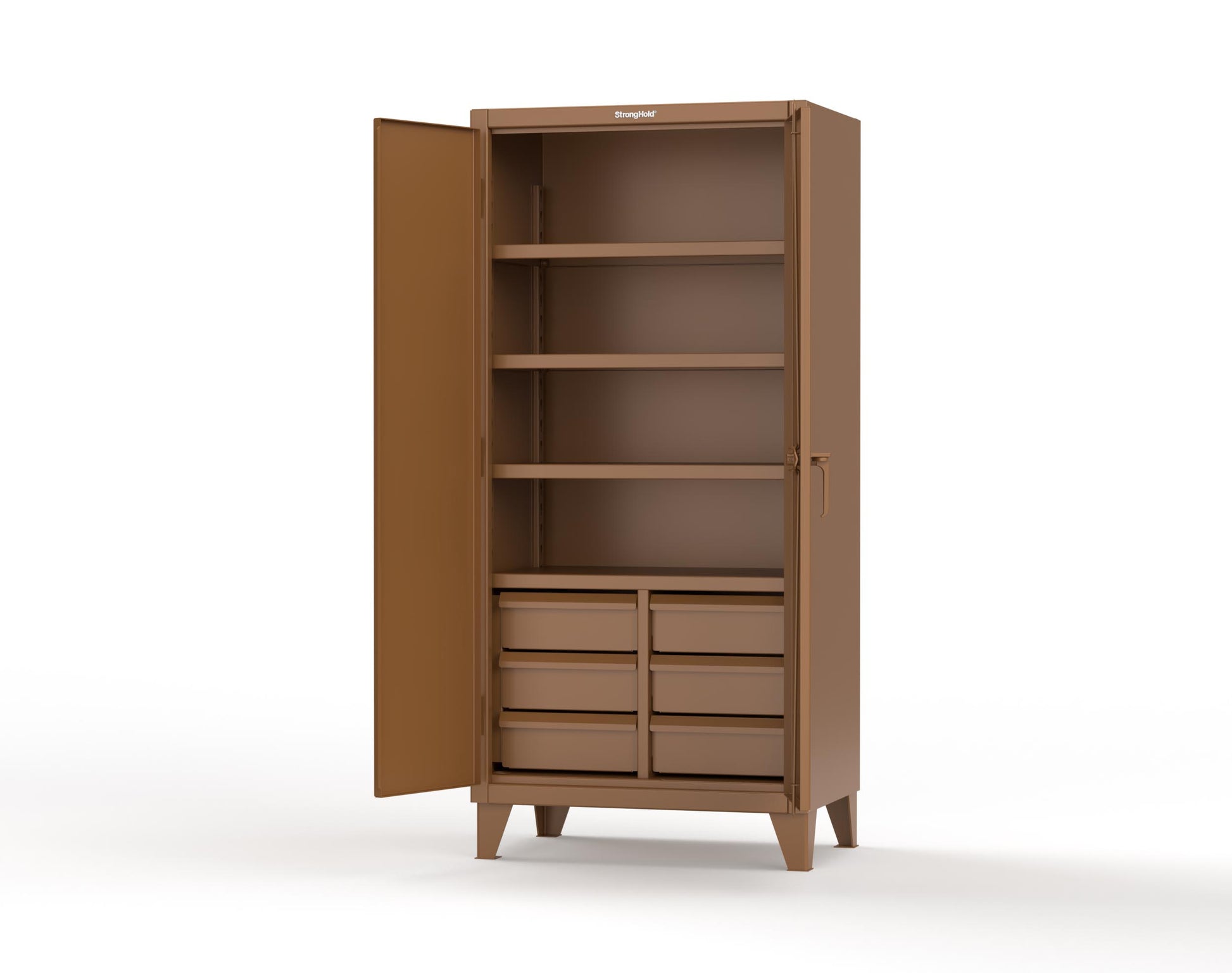 Extreme Duty 12 GA Cabinet with 6 Half-Width Drawers, 4 Shelves - 36 In. W x 24 In. D x 78 In. H - 36-244-6/5DB-8008