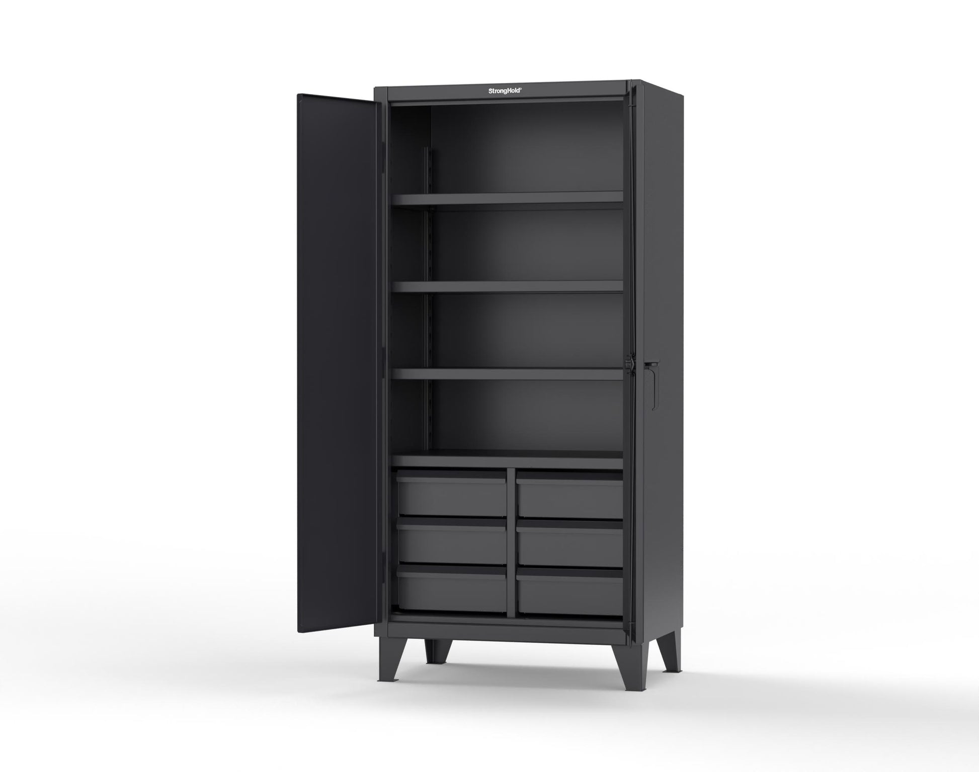 Extreme Duty 12 GA Cabinet with 6 Half-Width Drawers, 4 Shelves - 36 In. W x 24 In. D x 78 In. H - 36-244-6/5DB-9005