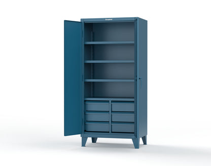 Extreme Duty 12 GA Cabinet with 6 Half-Width Drawers, 4 Shelves - 36 In. W x 24 In. D x 78 In. H - 36-244-6/5DB-5001