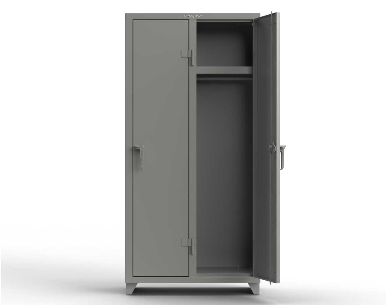 Extra Heavy Duty 14 GA Single-Tier Locker with Shelf and Hanger Rod, 2 Compartments - 36 in. W x 18 in. D x 75 in. H