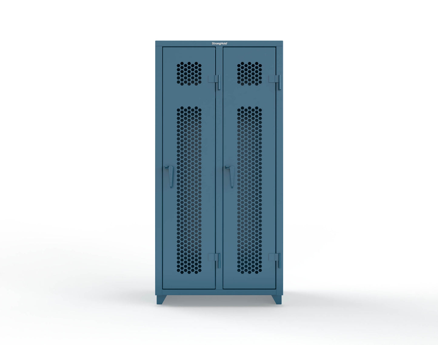 Extra Heavy Duty 14 GA Ventilated Single-Tier Locker with Shelf and Hanger Rod, 2 Compartments - 36 in. W x 18 in. D x 75 in. H - 36-2H-18-1T-L-5001