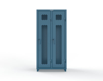 Extra Heavy Duty 14 GA Ventilated Single-Tier Locker with Shelf and Hanger Rod, 2 Compartments - 36 in. W x 18 in. D x 75 in. H - 36-2H-18-1T-L-5001