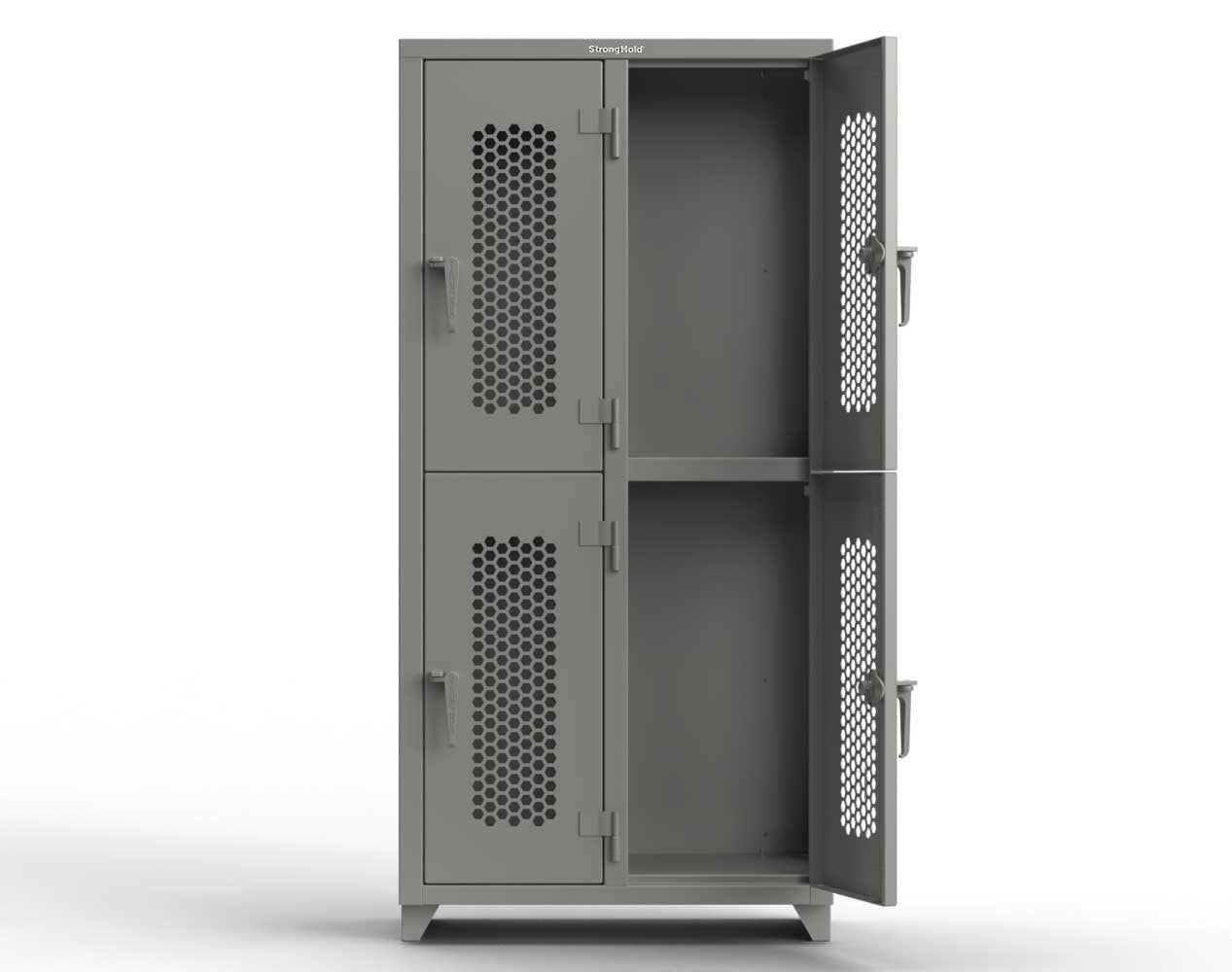 Extra Heavy Duty 14 GA Double-Tier Ventilated Locker, 4 Compartments - 36 in. W x 18 in. D x 75 in. H