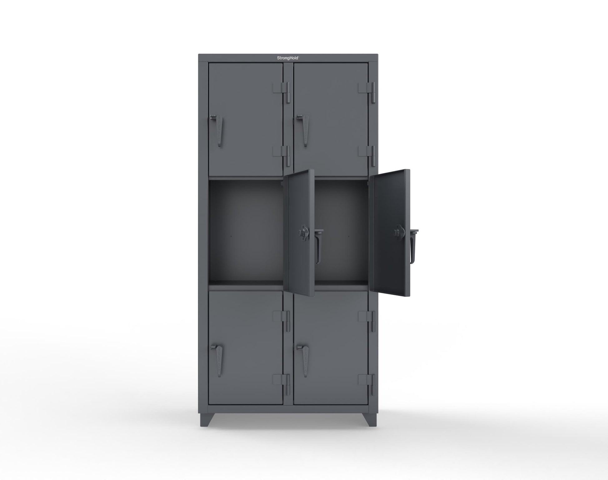 Extra Heavy Duty 14 GA Triple-Tier Locker, 6 Compartments - 36 in. W x 18 in. D x 75 in. H - 36-6D-18-3T-L-7024
