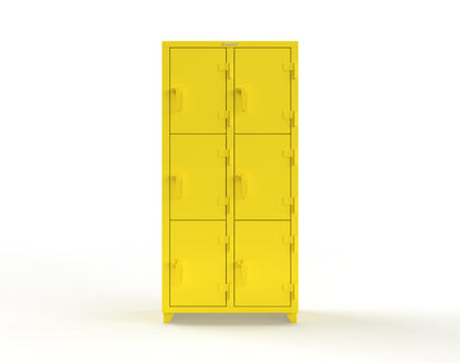 Extra Heavy Duty 14 GA Triple-Tier Locker, 6 Compartments - 36 in. W x 18 in. D x 75 in. H - 36-6D-18-3T-L-1021
